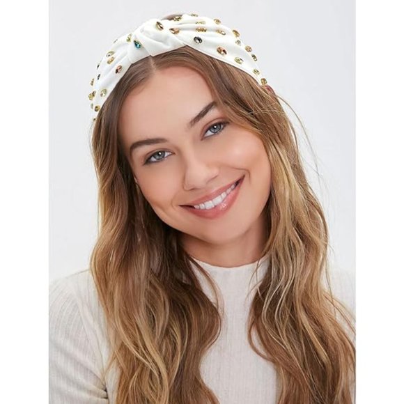 NEW! EXCLUSIVE ZARA WHITE PADDED RHINESTONES HEADBAND main image 4